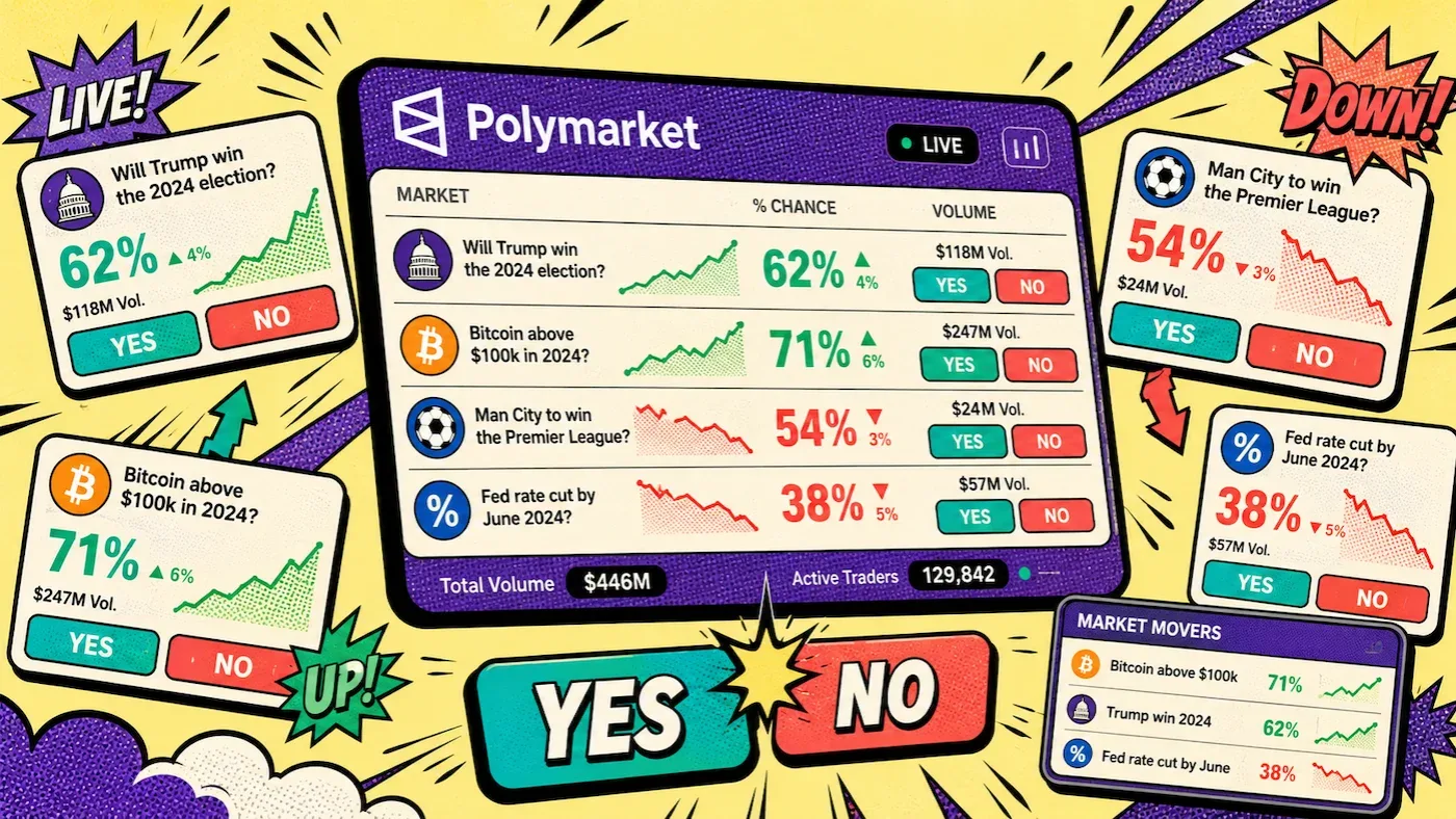 Polymarket prediction market interface showing YES and NO probabilities for a political event