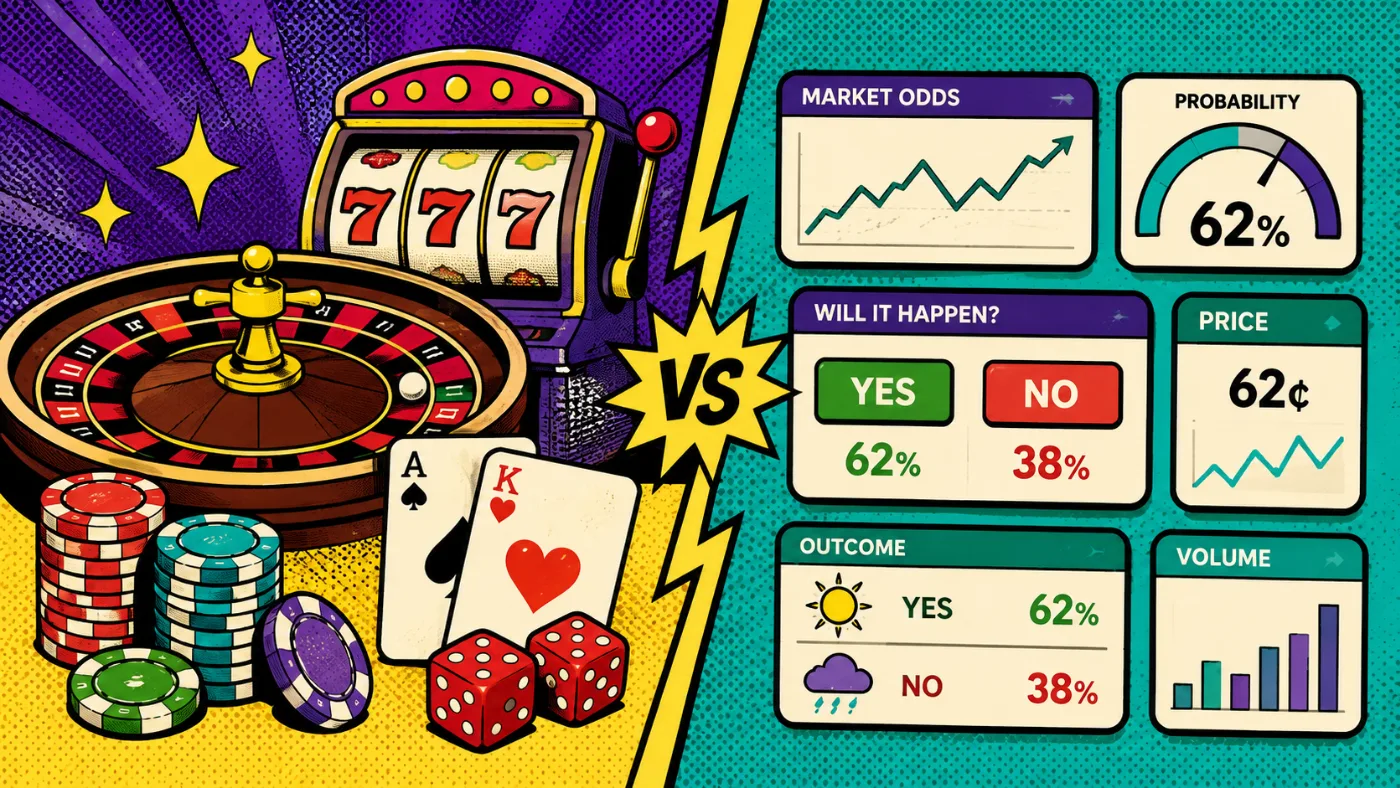 Comparison between gambling activities and prediction market forecasting systems